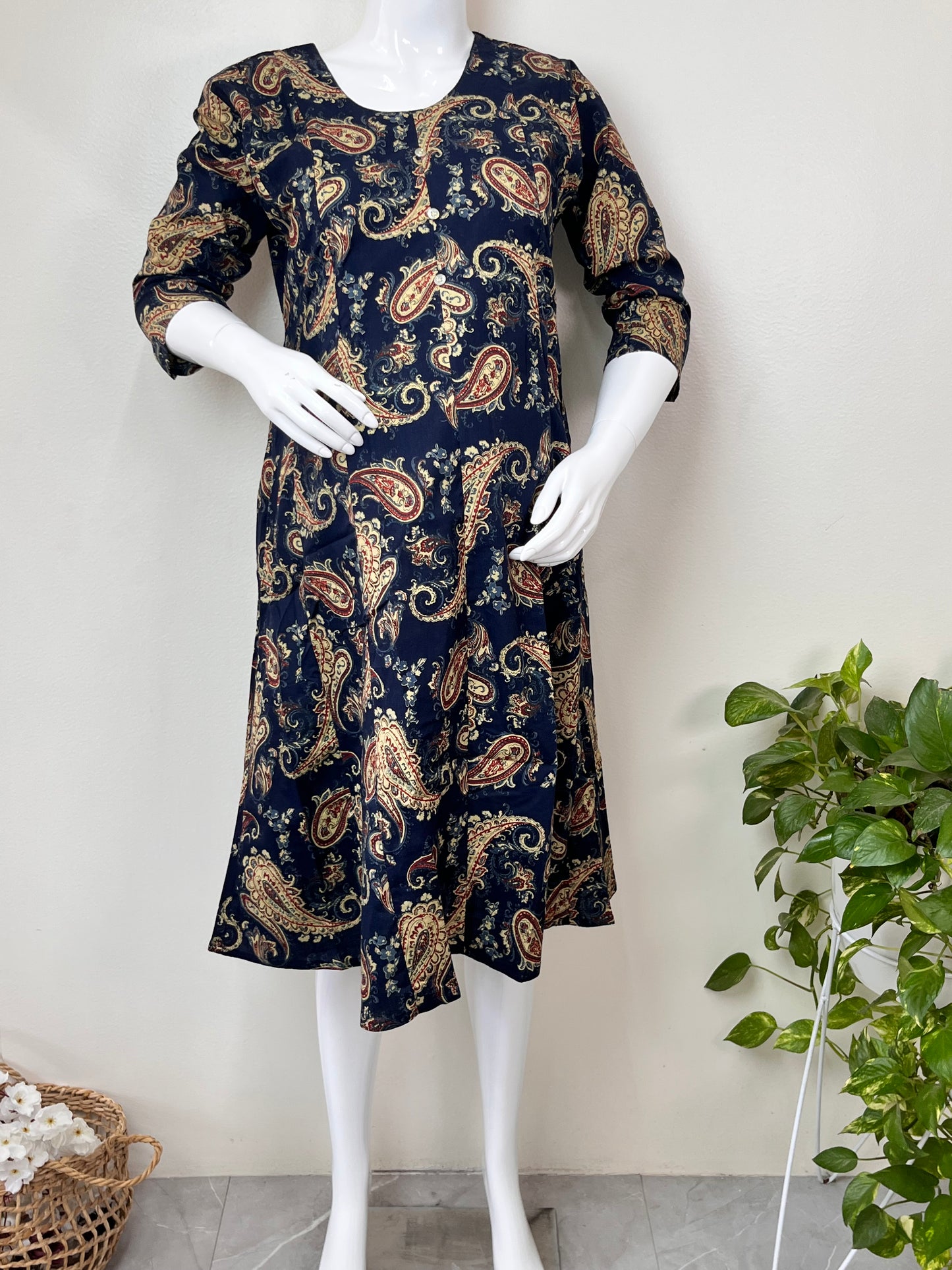 Navy Blue Soft Pure Cotton Maternity Kurti for Daily Wear