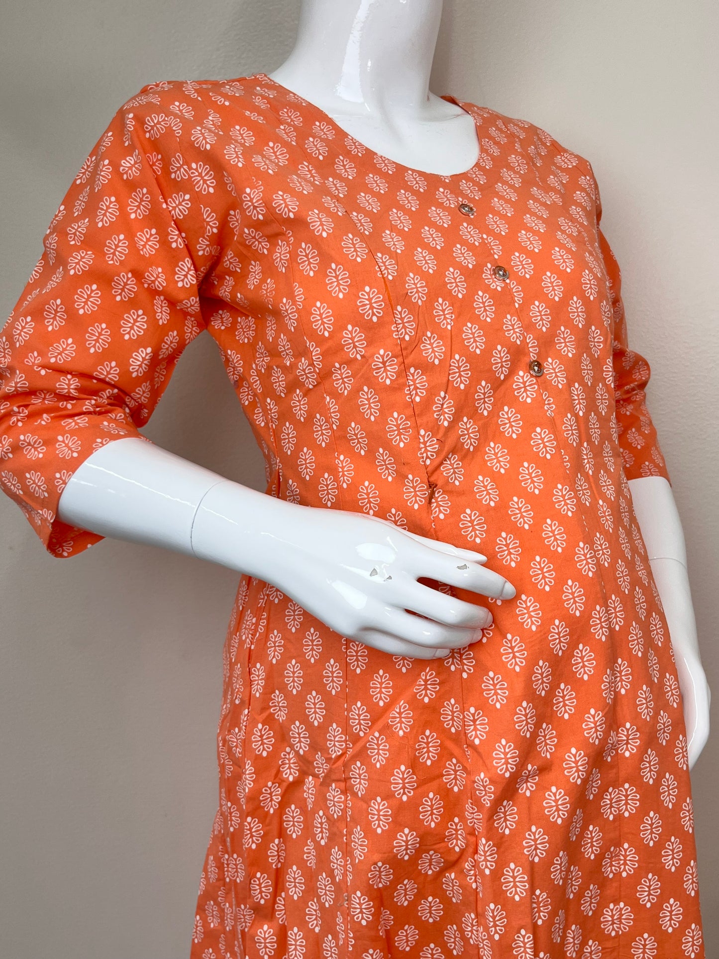 Orange Soft and Breathable Pure Cotton Maternity Kurti