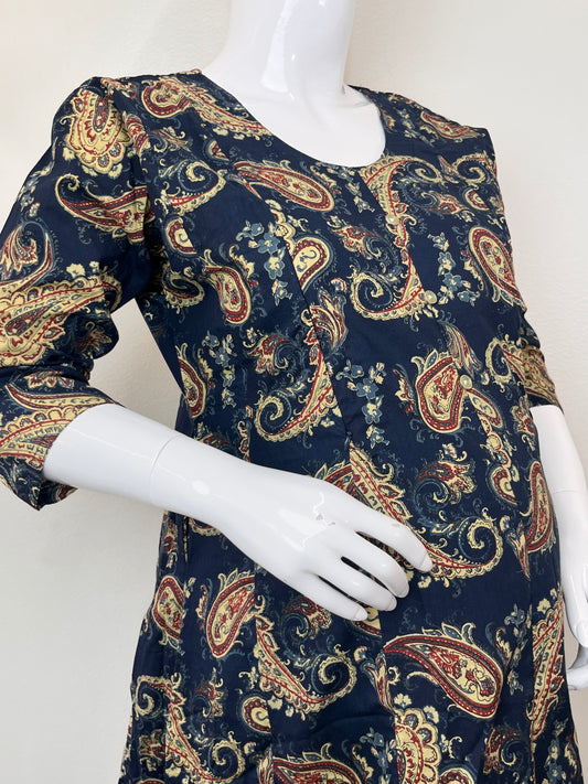 Navy Blue Soft Pure Cotton Maternity Kurti for Daily Wear