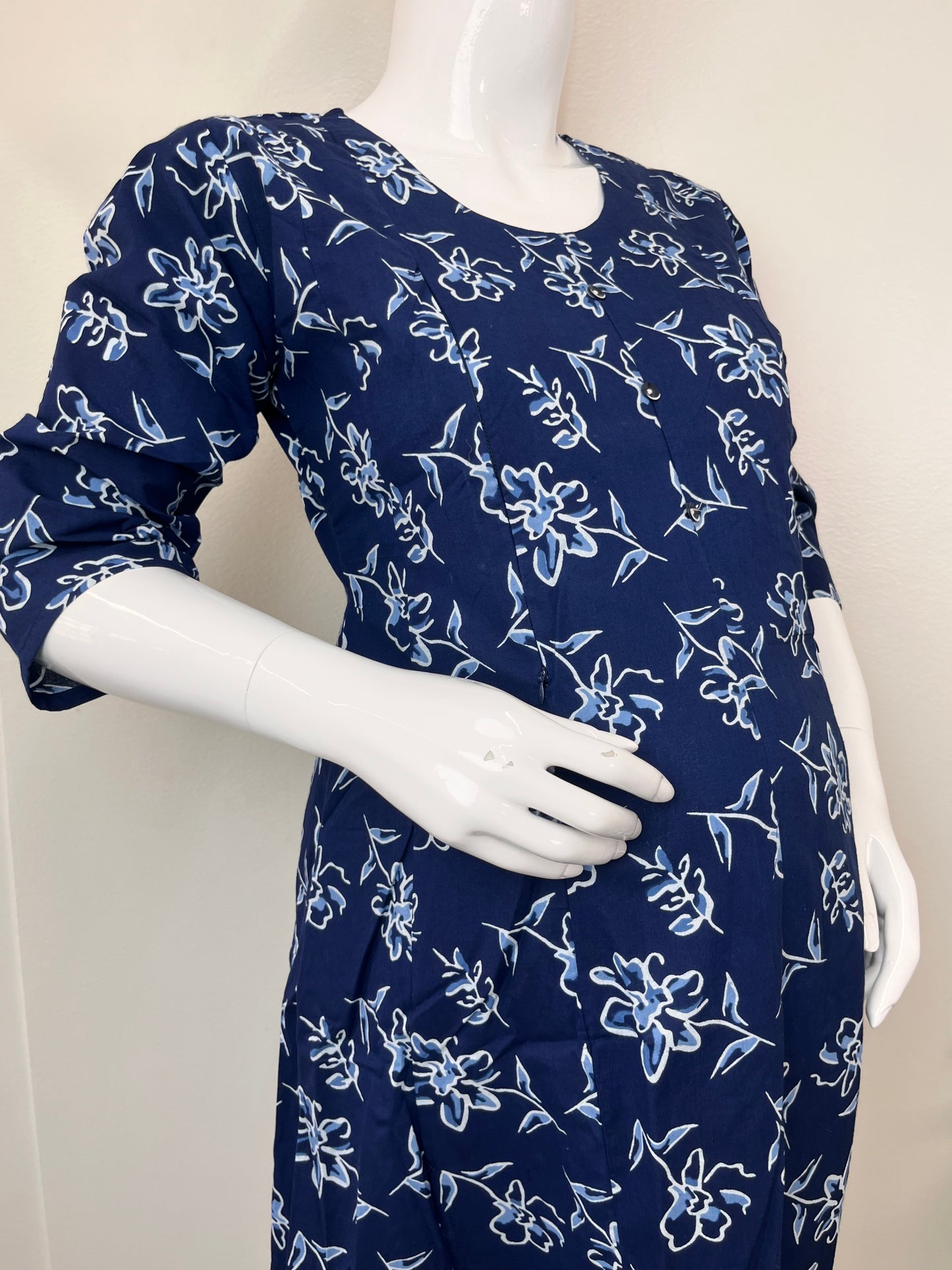 Navy Blue Comfortable Pure Cotton Nursing Kurti