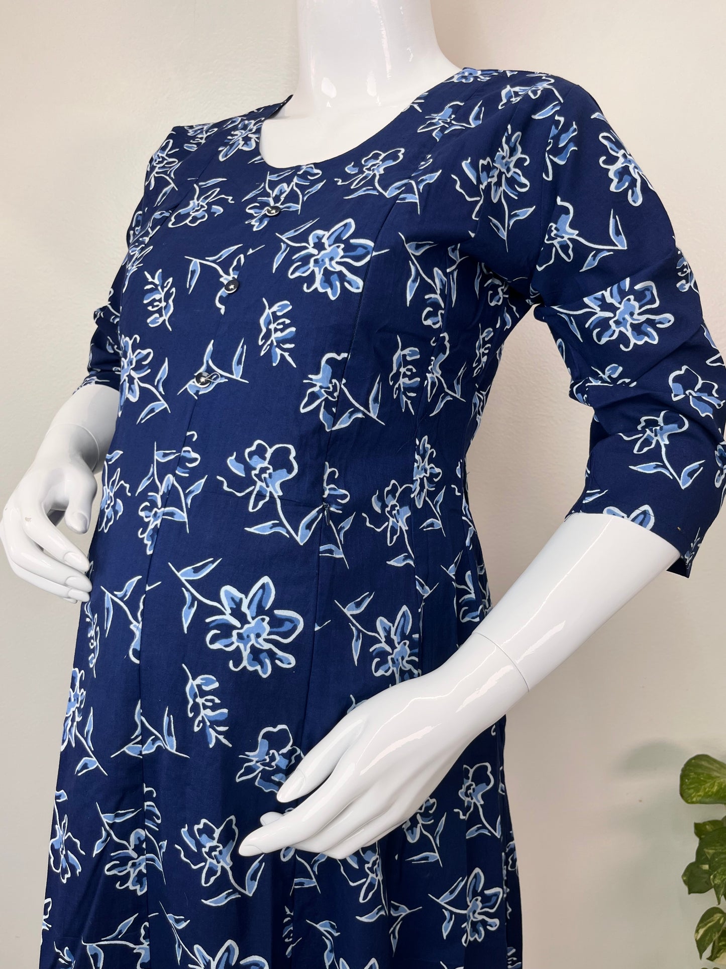 Navy Blue Comfortable Pure Cotton Nursing Kurti