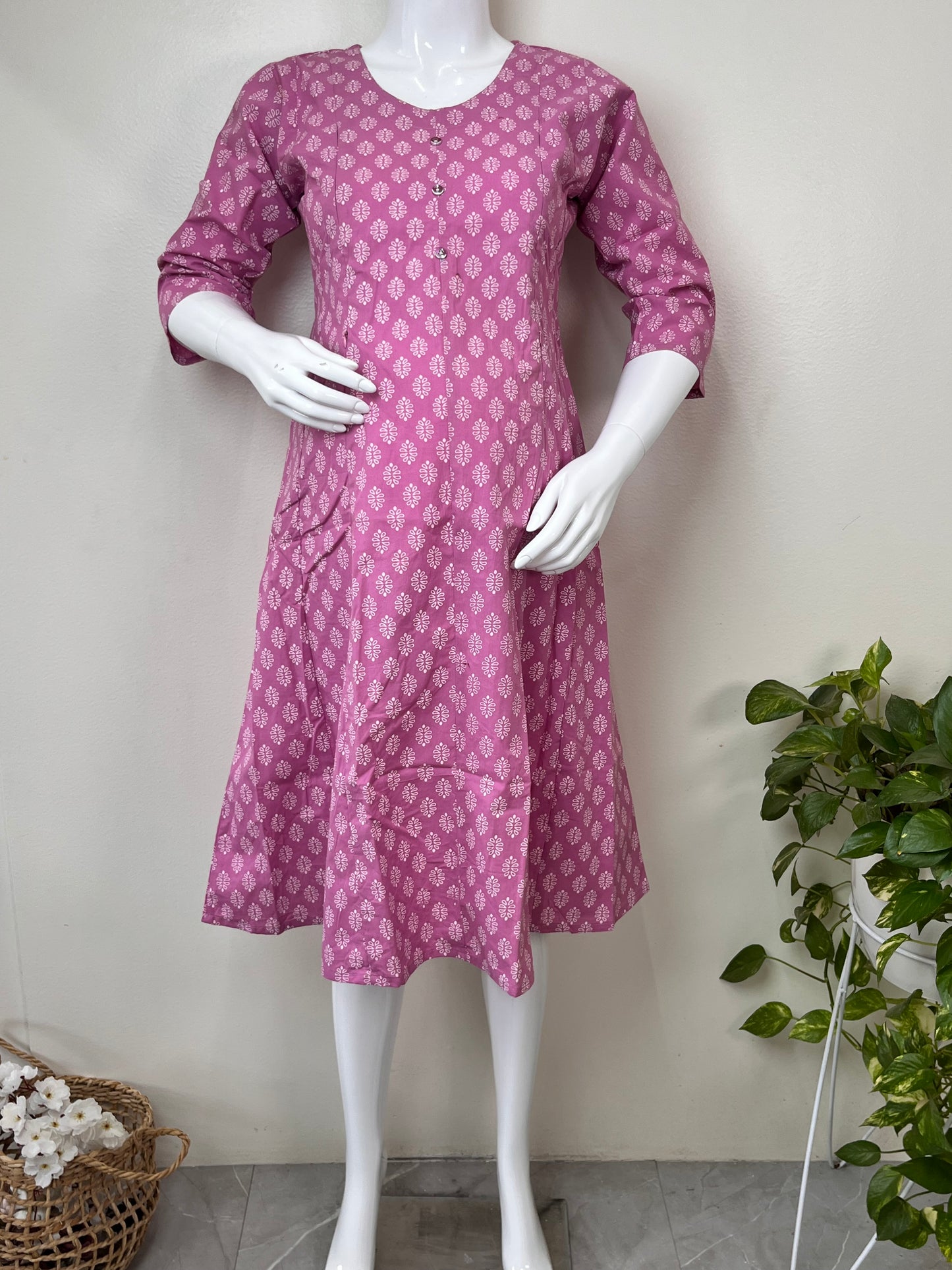 Purple Everyday Comfort Pure Cotton Pregnancy Kurti