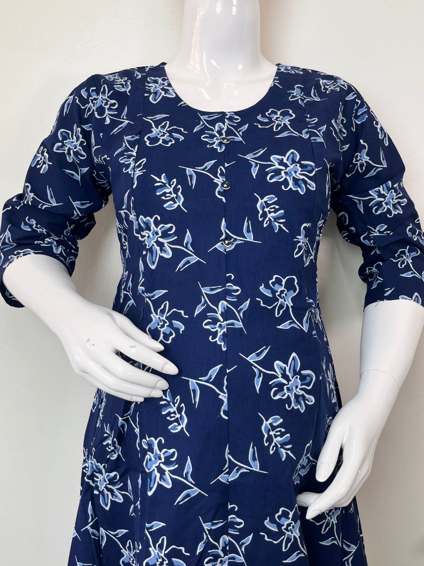 Navy Blue Comfortable Pure Cotton Nursing Kurti