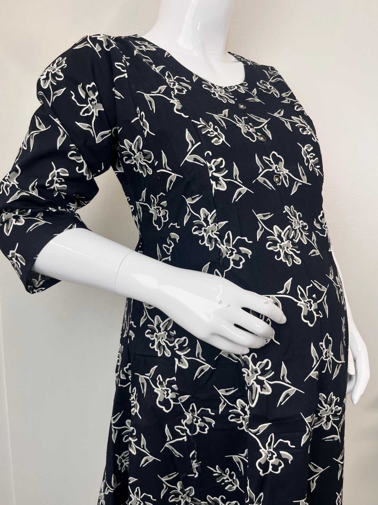 Black Gentle Touch Pure Cotton Pregnancy Kurti