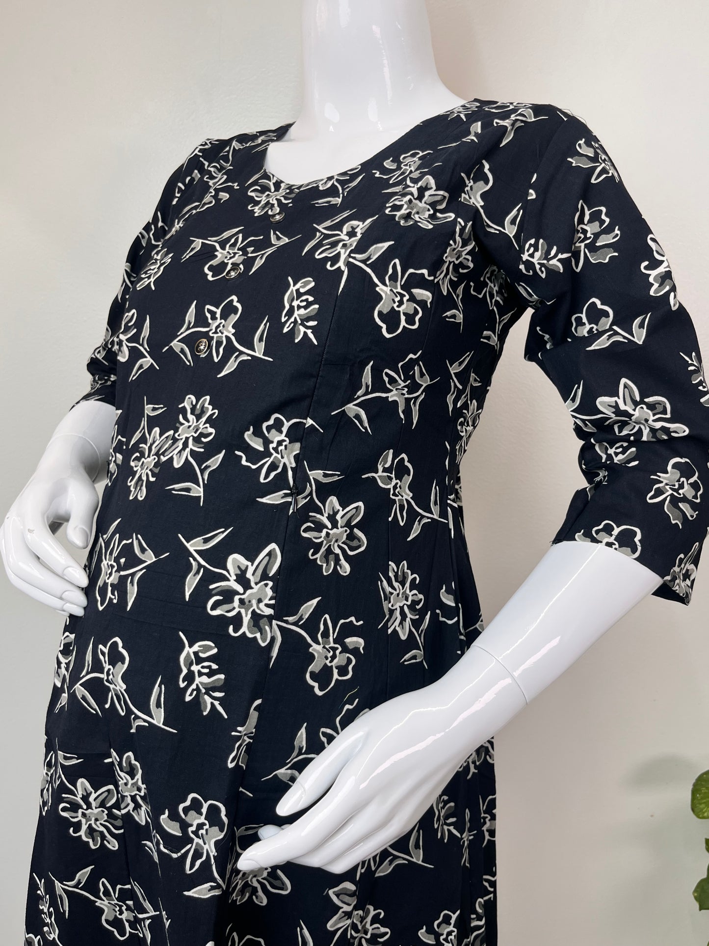Black Gentle Touch Pure Cotton Pregnancy Kurti