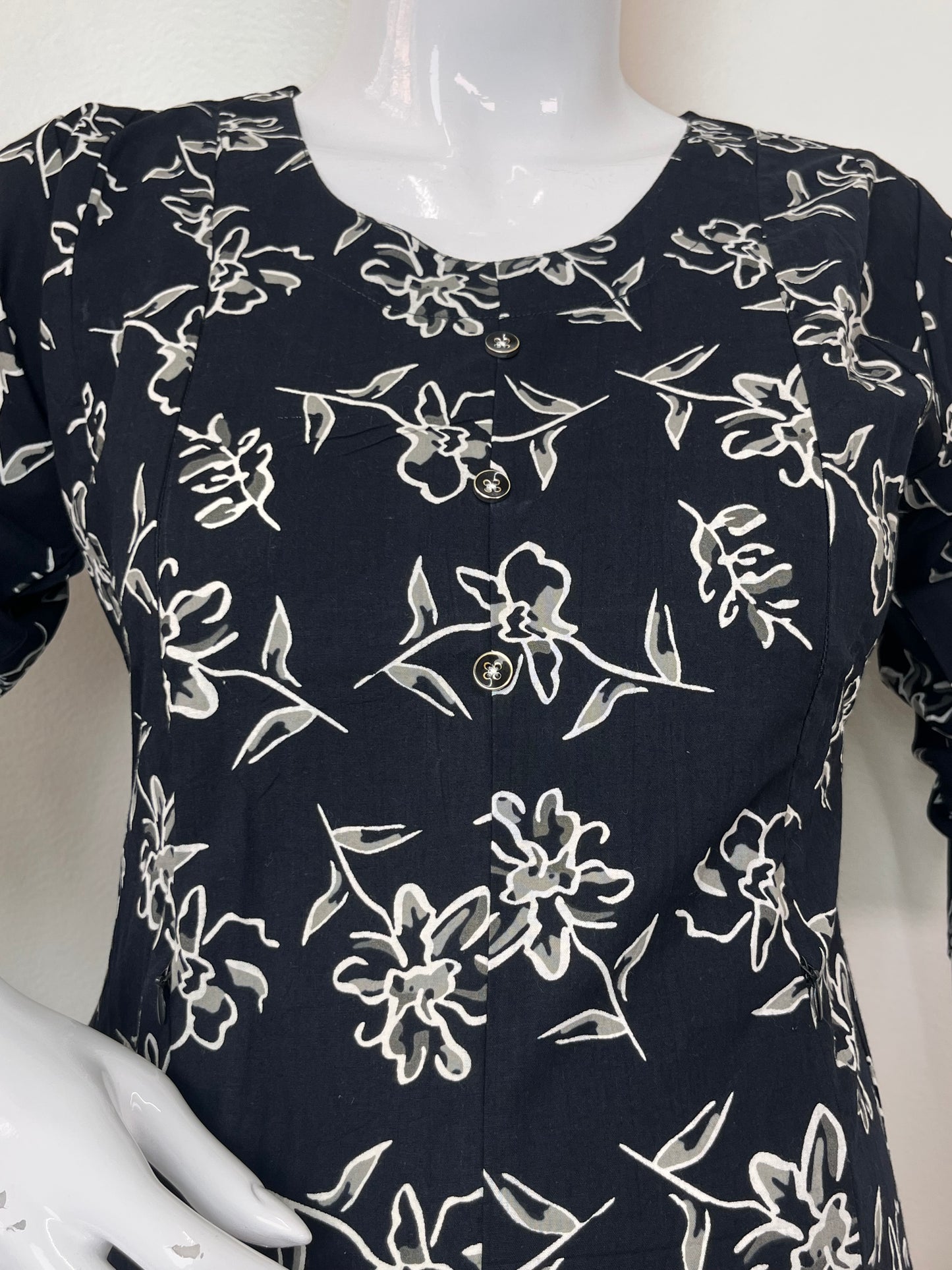 Black Gentle Touch Pure Cotton Pregnancy Kurti