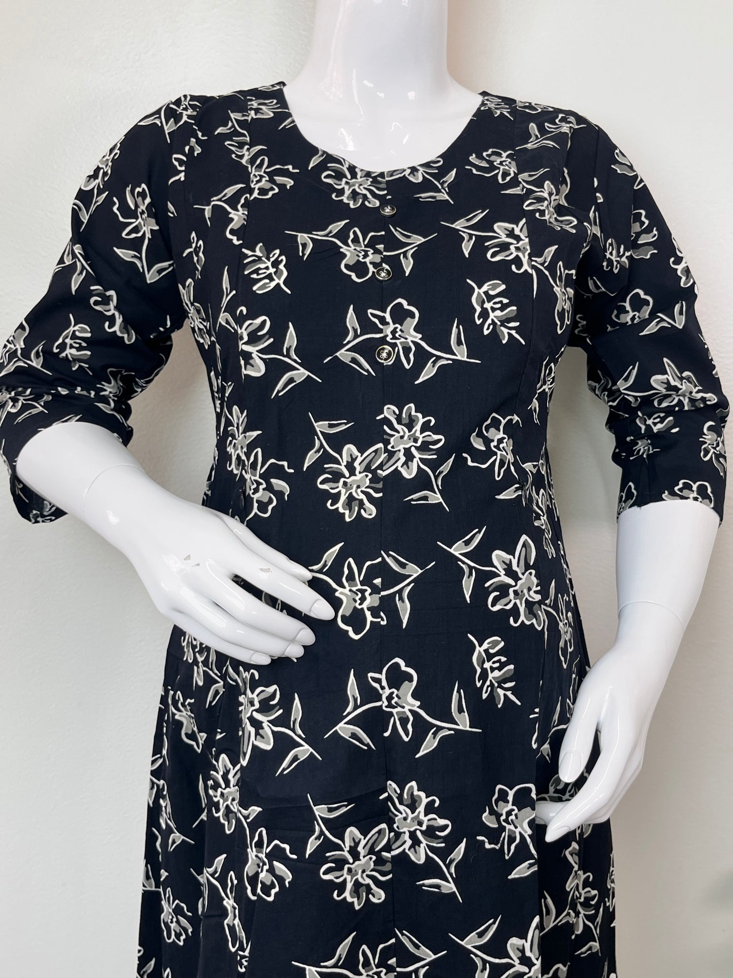 Black Gentle Touch Pure Cotton Pregnancy Kurti