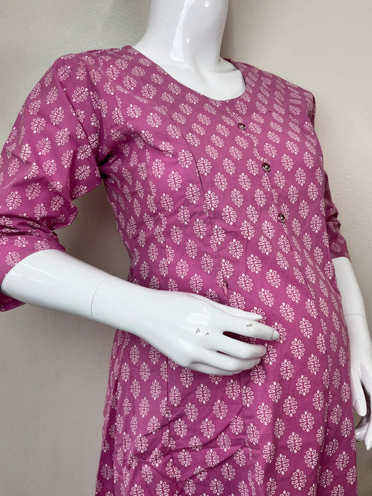 Purple Everyday Comfort Pure Cotton Pregnancy Kurti