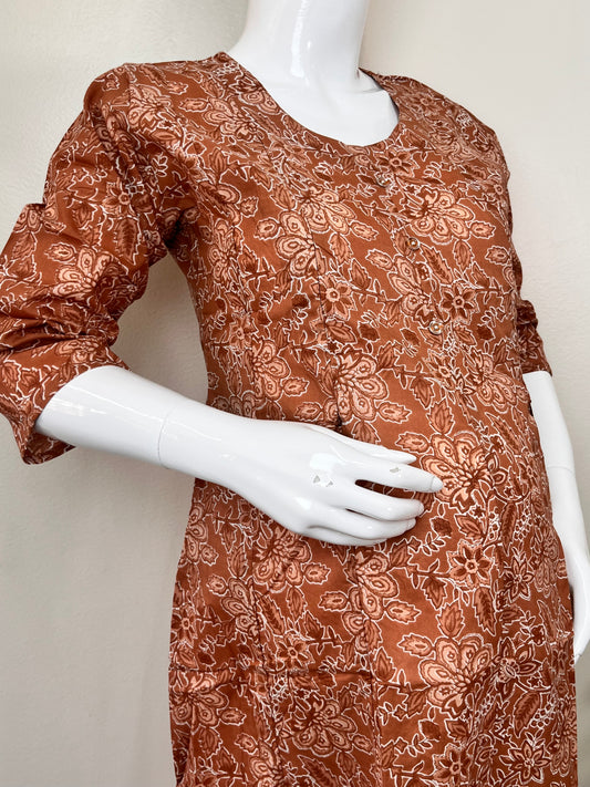 Women's Maternity Pure Cotton Kurti with Relaxed Fit