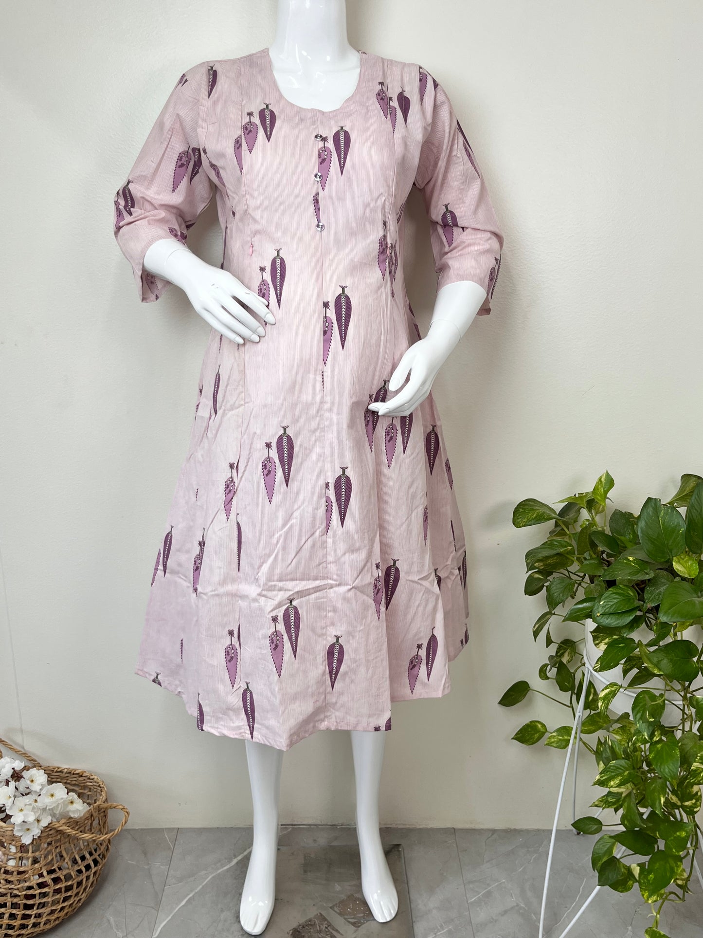 Lavender Gentle Touch Pure Cotton Pregnancy Kurti