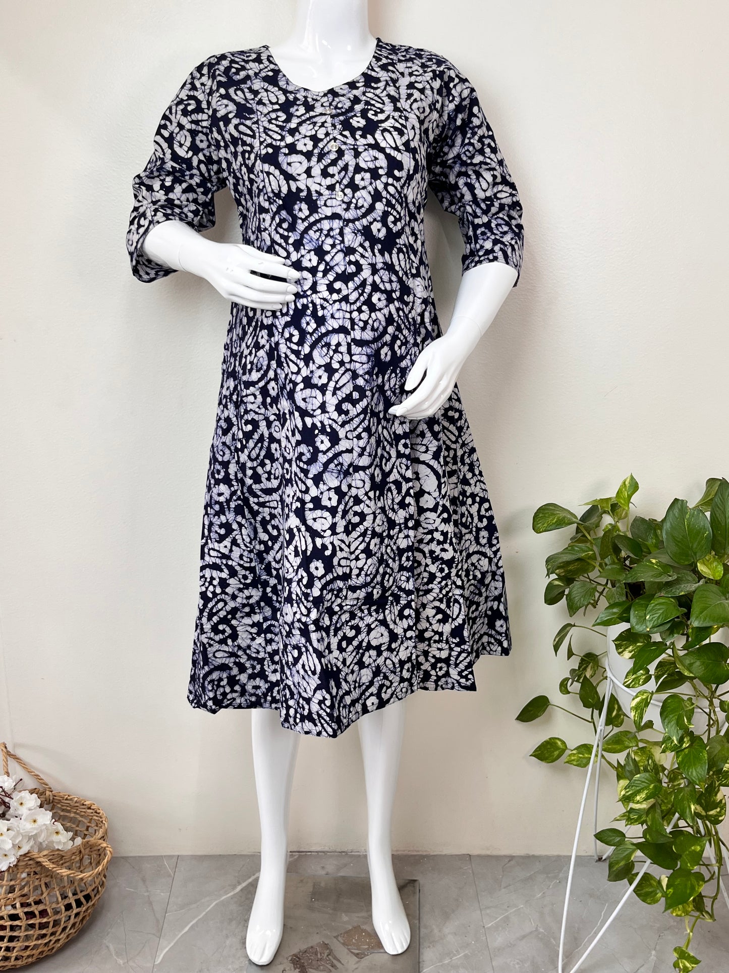 Navy Blue Soft and Breathable Pure Cotton Maternity Kurti