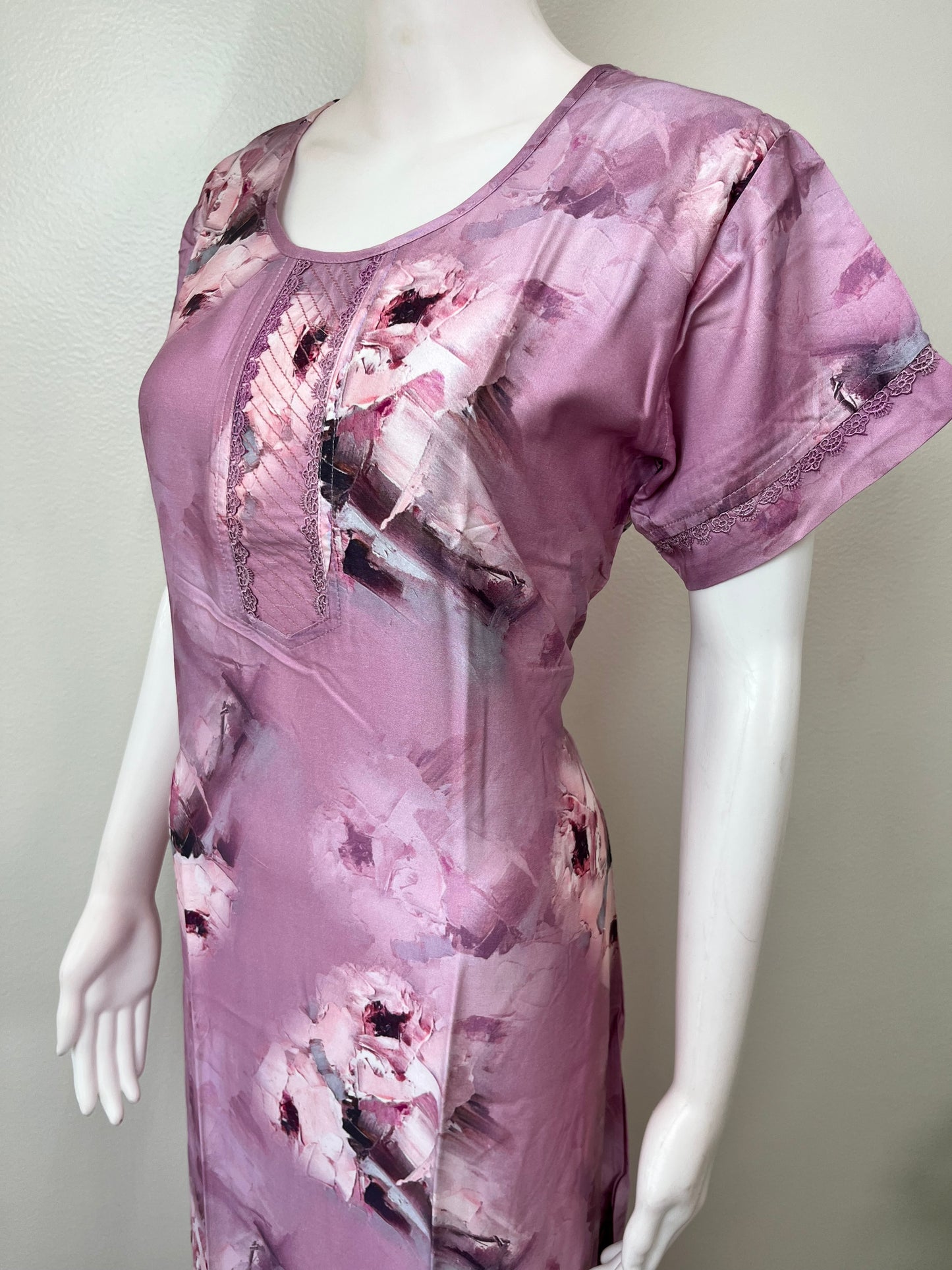 Lavender Soft Satin Nightgown