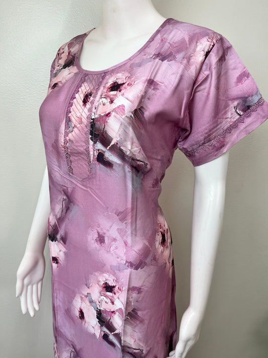 Lavender Soft Satin Nightgown