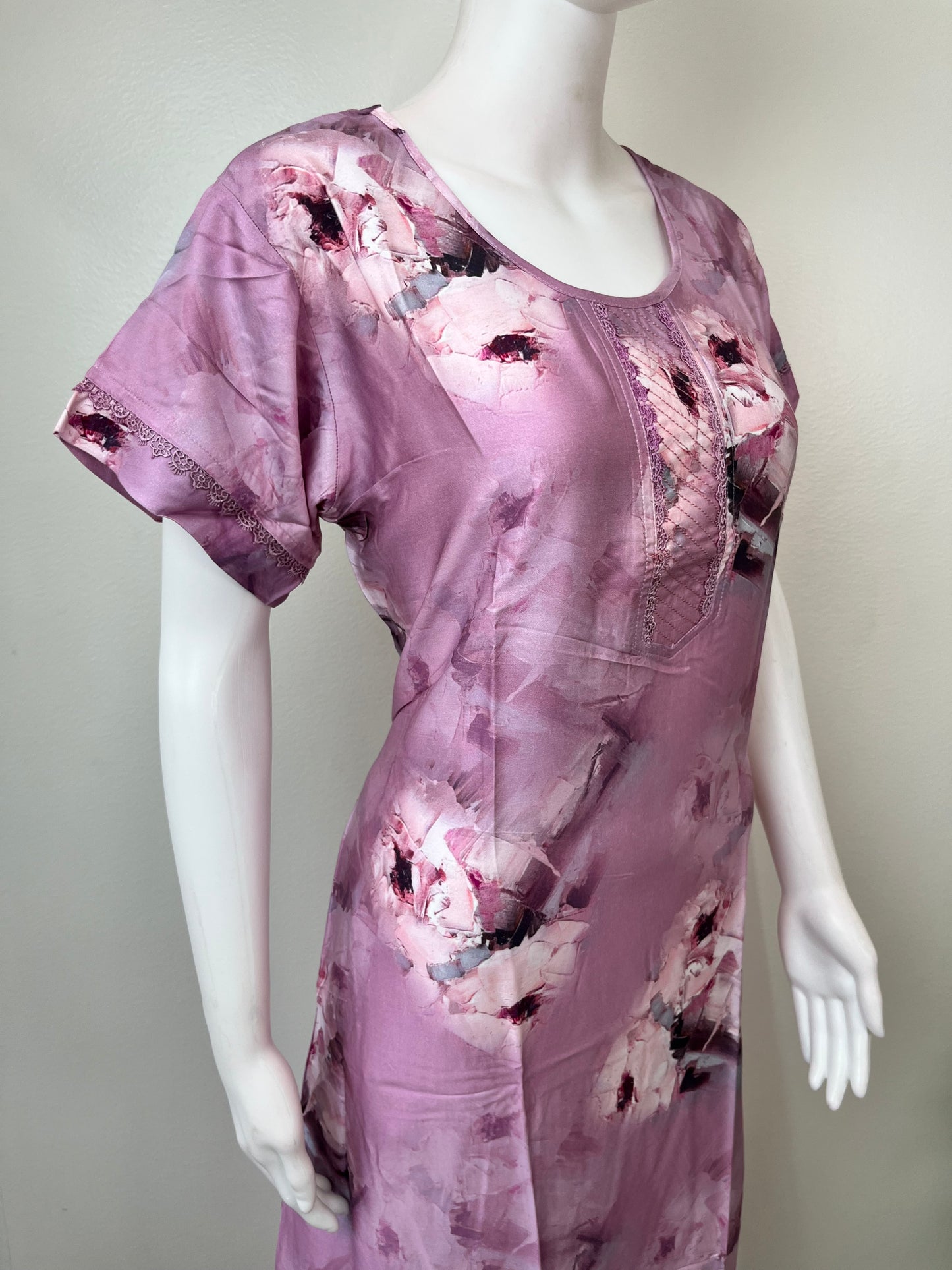 Lavender Soft Satin Nightgown