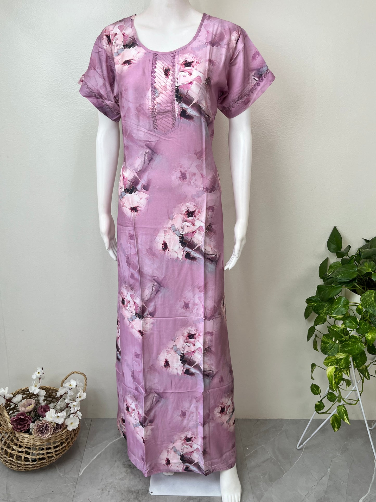 Lavender Soft Satin Nightgown