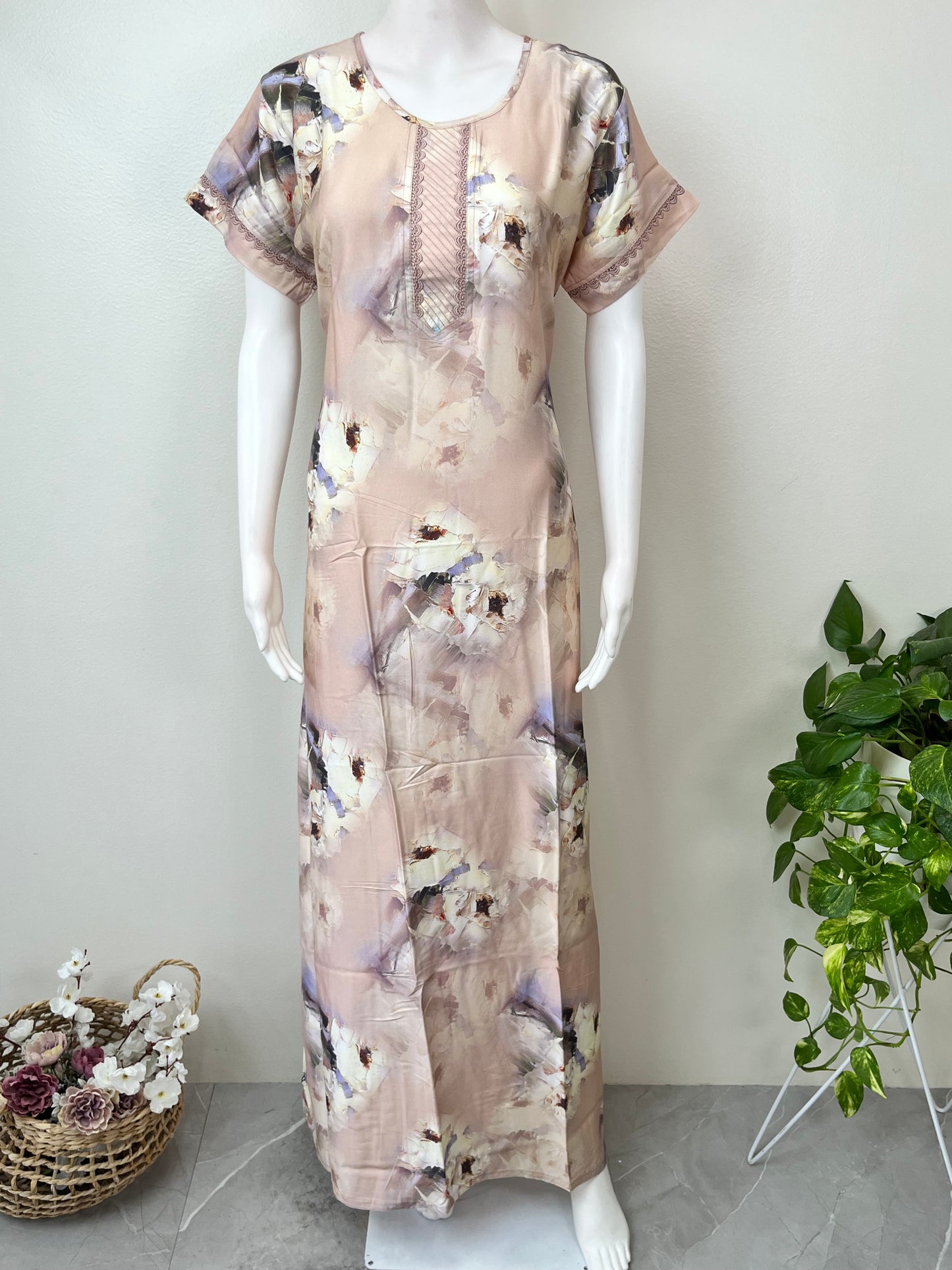 Cream Satin Nightgown Elegant & Classy