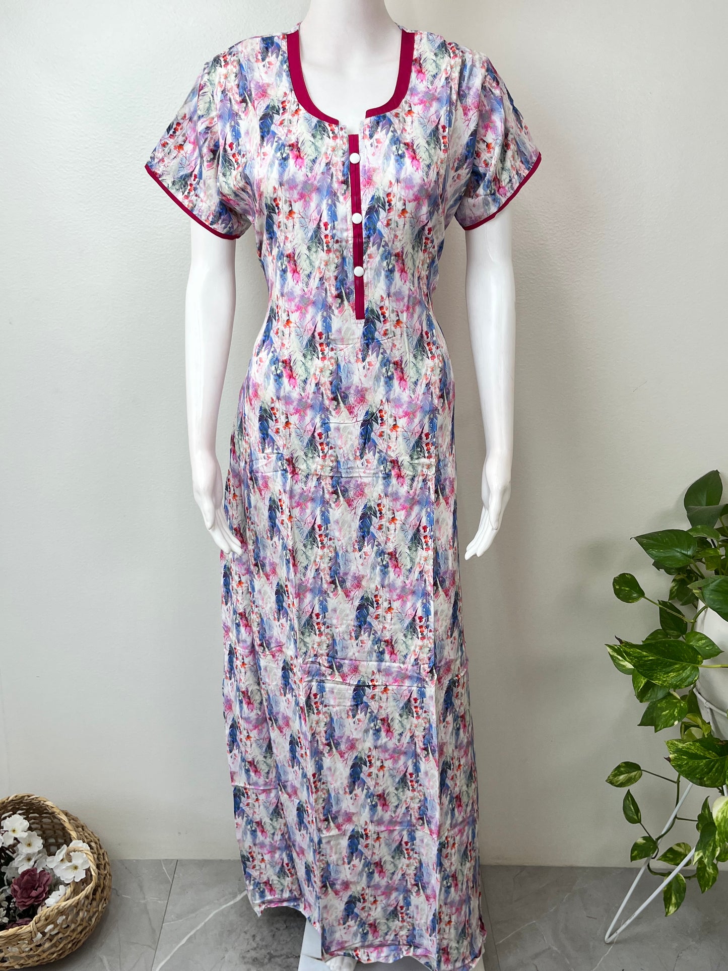 Printed Rayon Fabric Nighty