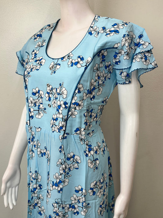Sky Blue Elegant & Soft Rayon Fabric Nightgown