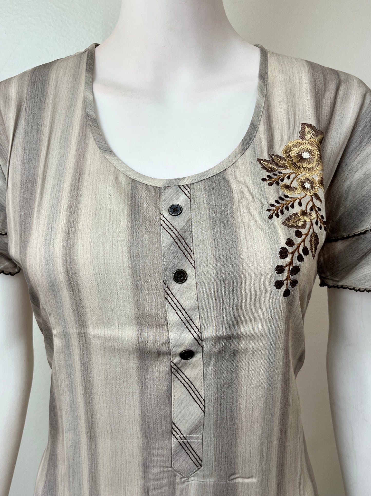 Grey Soft & Elegant Rayon Fabric Nighty