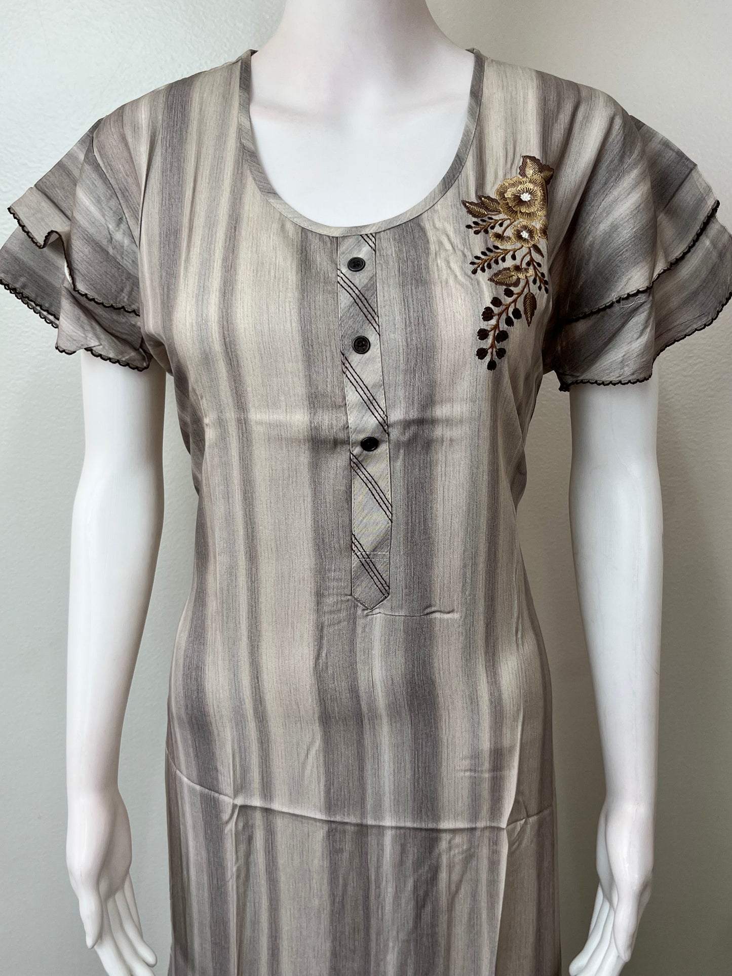 Grey Soft & Elegant Rayon Fabric Nighty