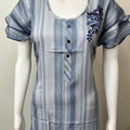 Sky Blue Embroidered Rayon Fabric Nightgown