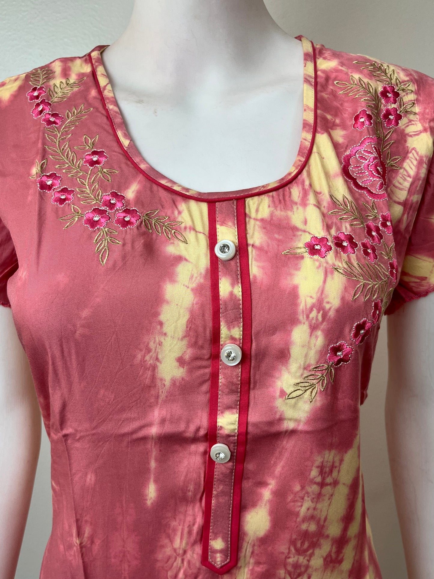 Pink Embroided Stylish Nighty for Women