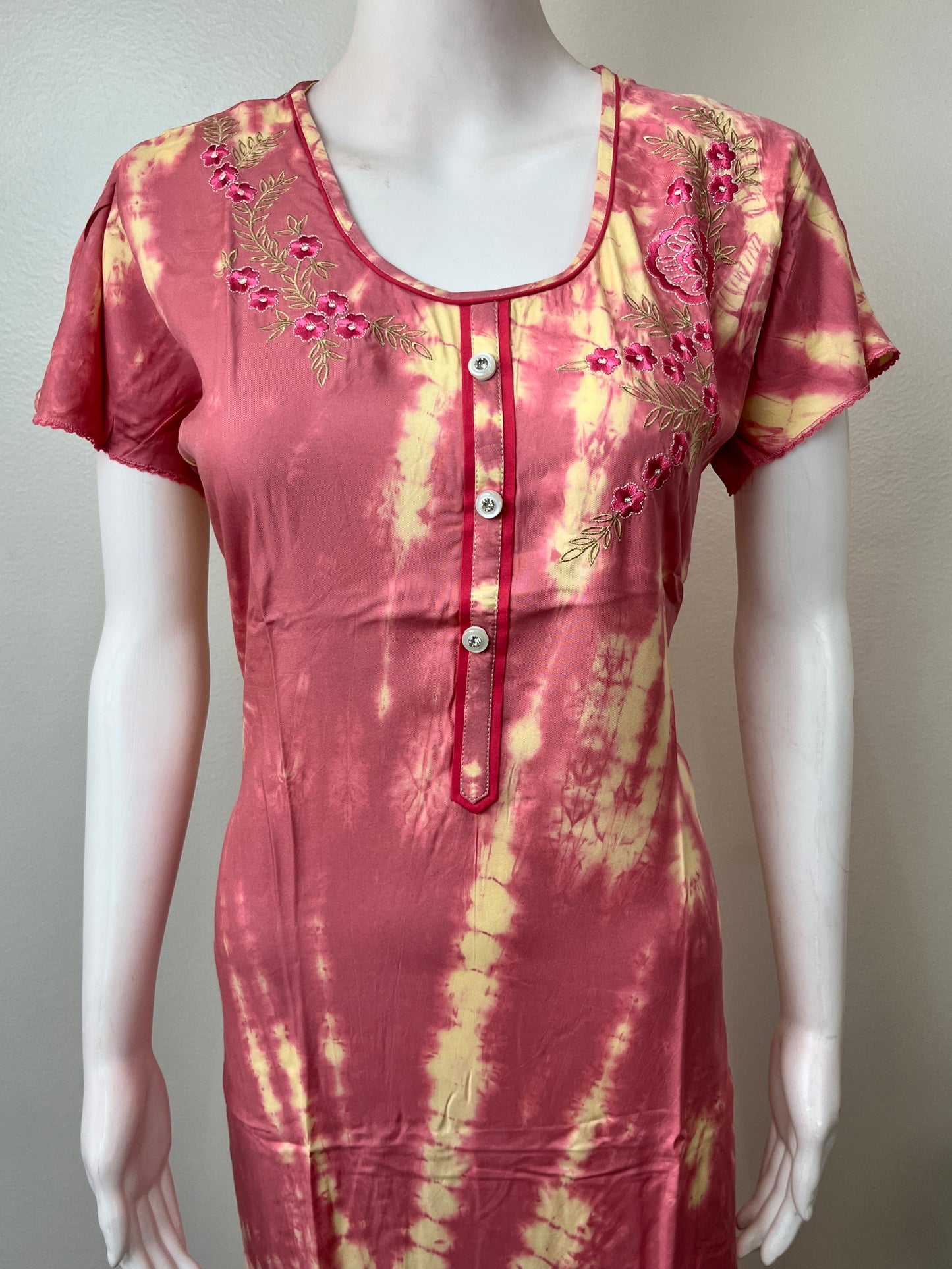 Pink Embroided Stylish Nighty for Women