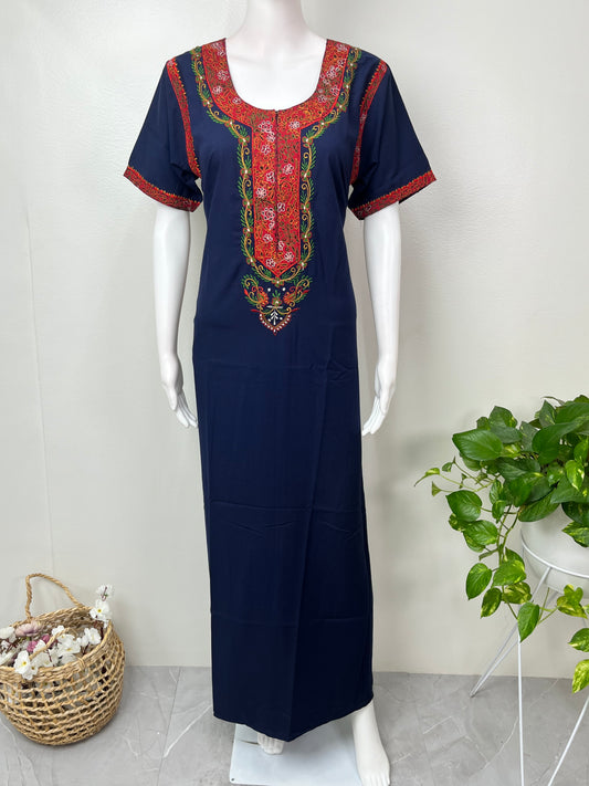 Navy Blue Delicate Embroidery Bizzylizzy Nightgown