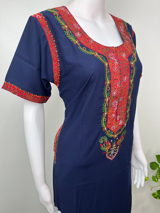 Navy Blue Delicate Embroidery Bizzylizzy Nightgown