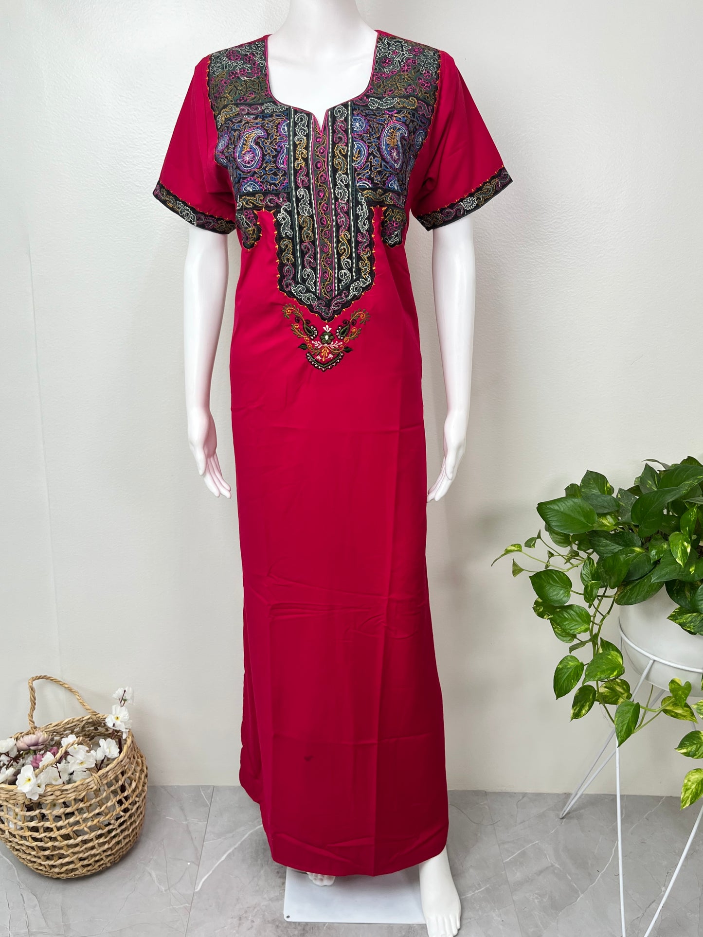 Hot Pink Graceful Bizzylizzy Nightgown with Embroidery