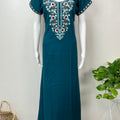 Teal Blue Premium Bizzylizzy Embroidered Nightgown