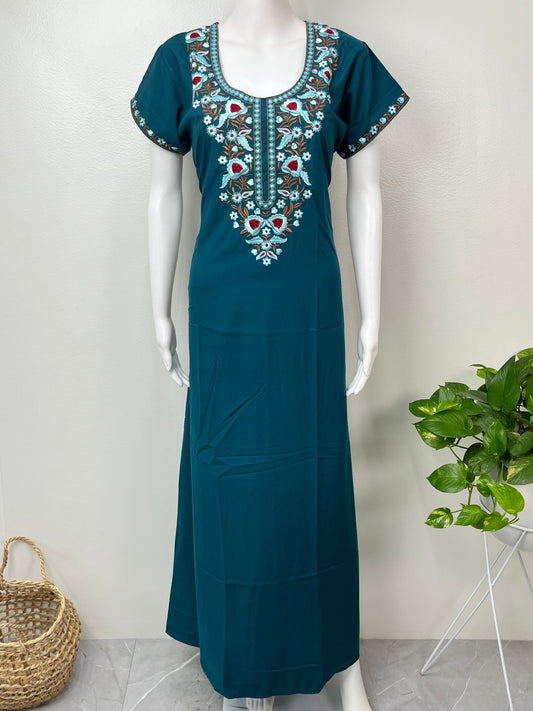Teal Blue Premium Bizzylizzy Embroidered Nightgown
