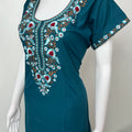 Teal Blue Premium Bizzylizzy Embroidered Nightgown