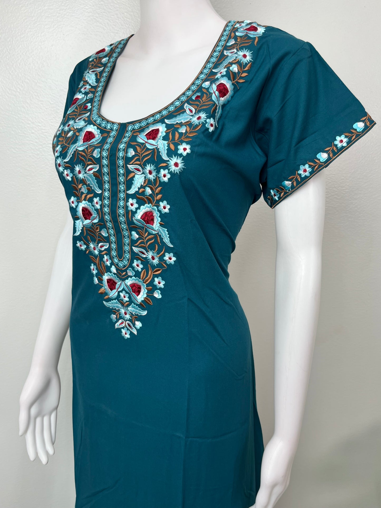 Teal Blue Premium Bizzylizzy Embroidered Nightgown