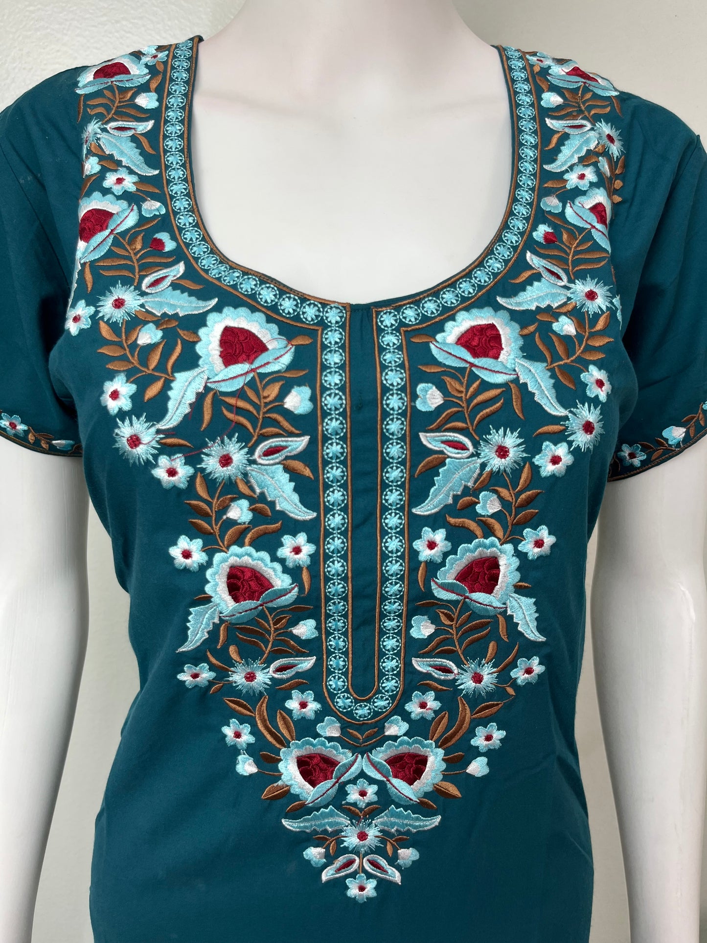 Teal Blue Premium Bizzylizzy Embroidered Nightgown