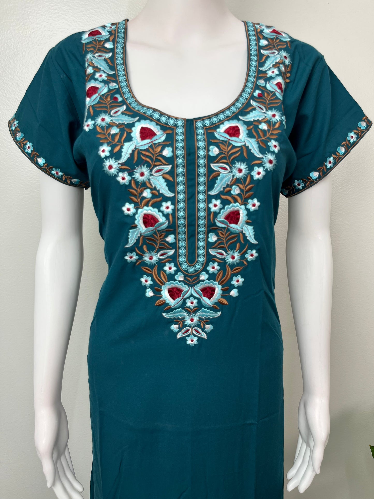 Teal Blue Premium Bizzylizzy Embroidered Nightgown