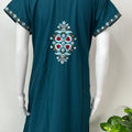 Teal Blue Premium Bizzylizzy Embroidered Nightgown