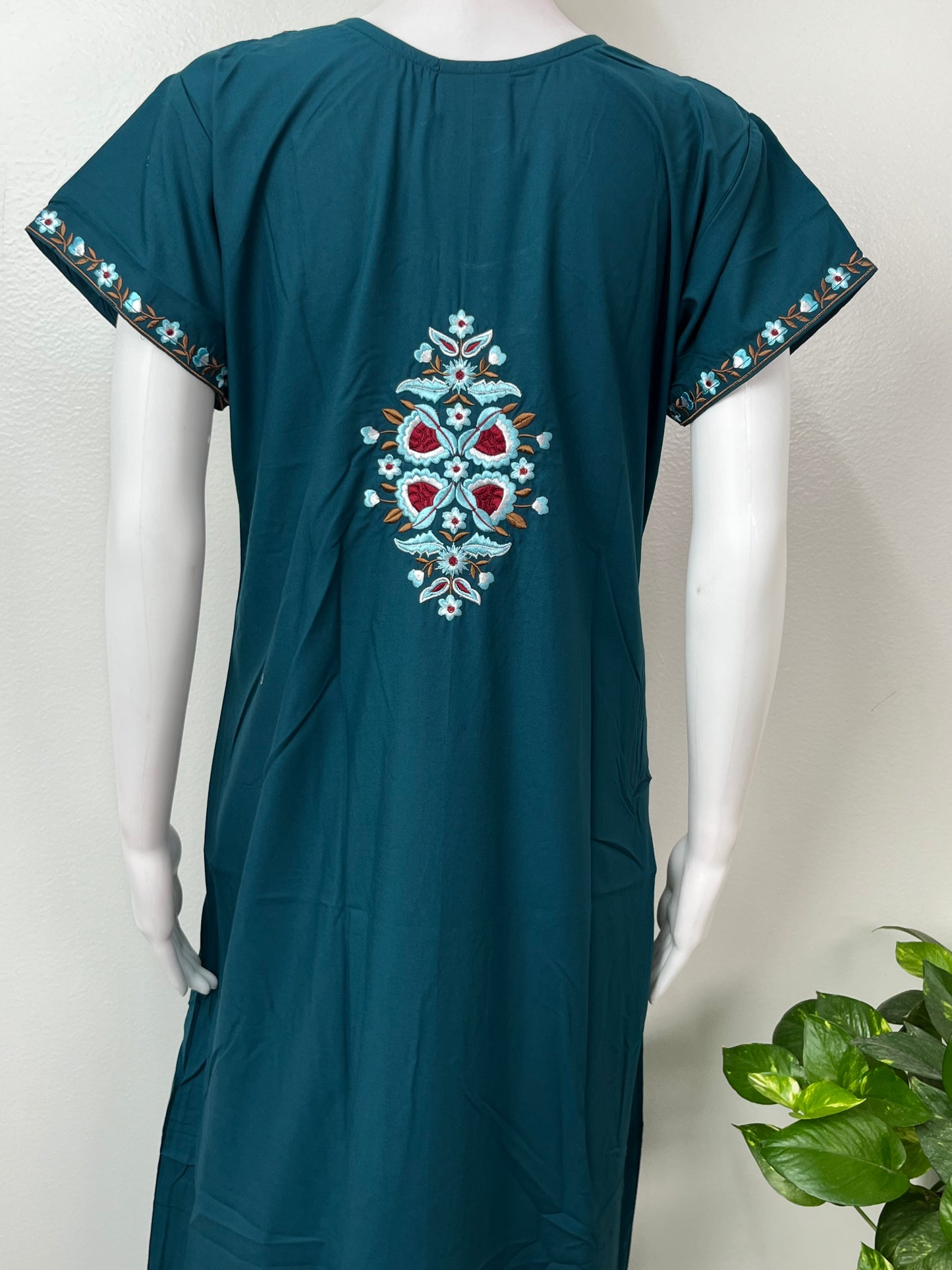 Teal Blue Premium Bizzylizzy Embroidered Nightgown