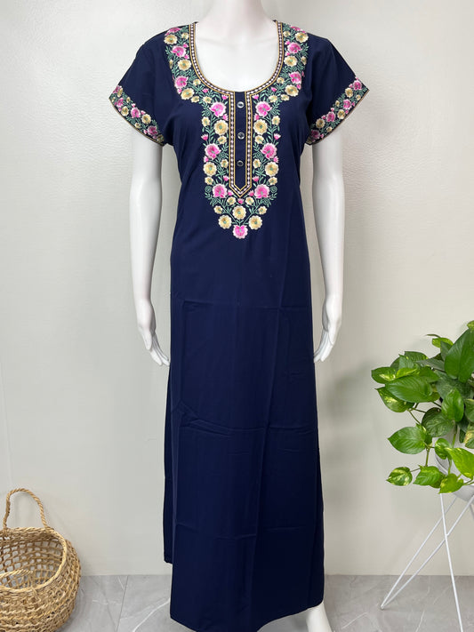Navy Blue Premium Bizzylizzy Embroidered Nightgown