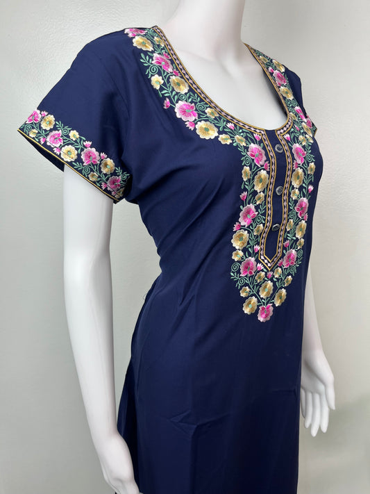 Navy Blue Premium Bizzylizzy Embroidered Nightgown