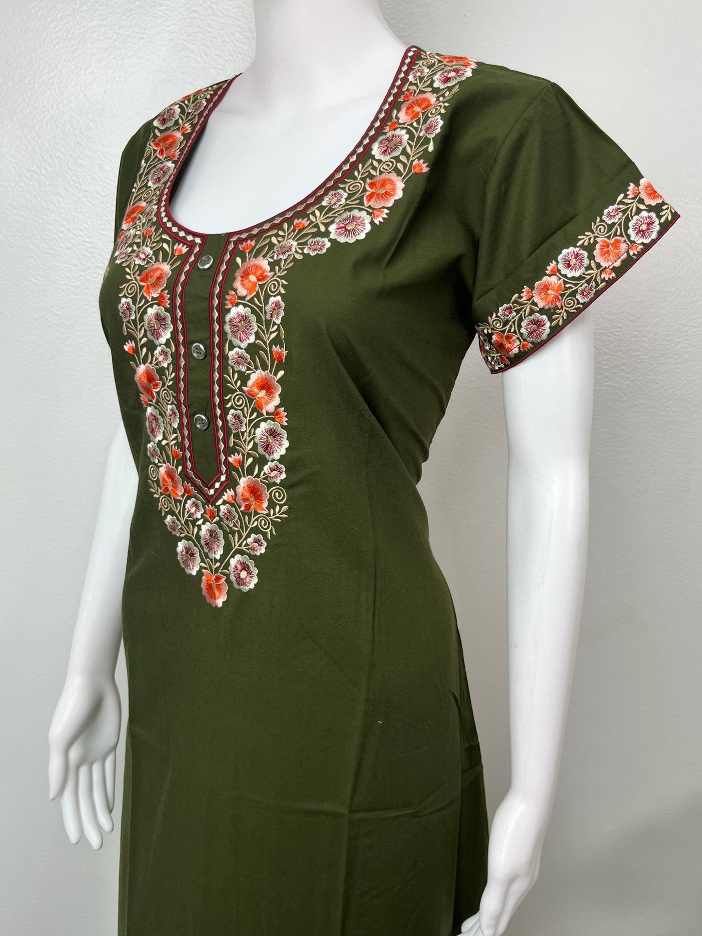 Bottle Green Delicate Embroidery Bizzylizzy Nighty