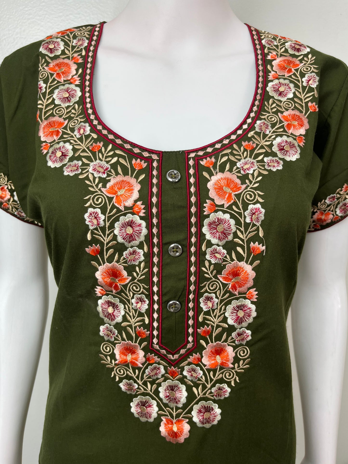 Bottle Green Delicate Embroidery Bizzylizzy Nighty