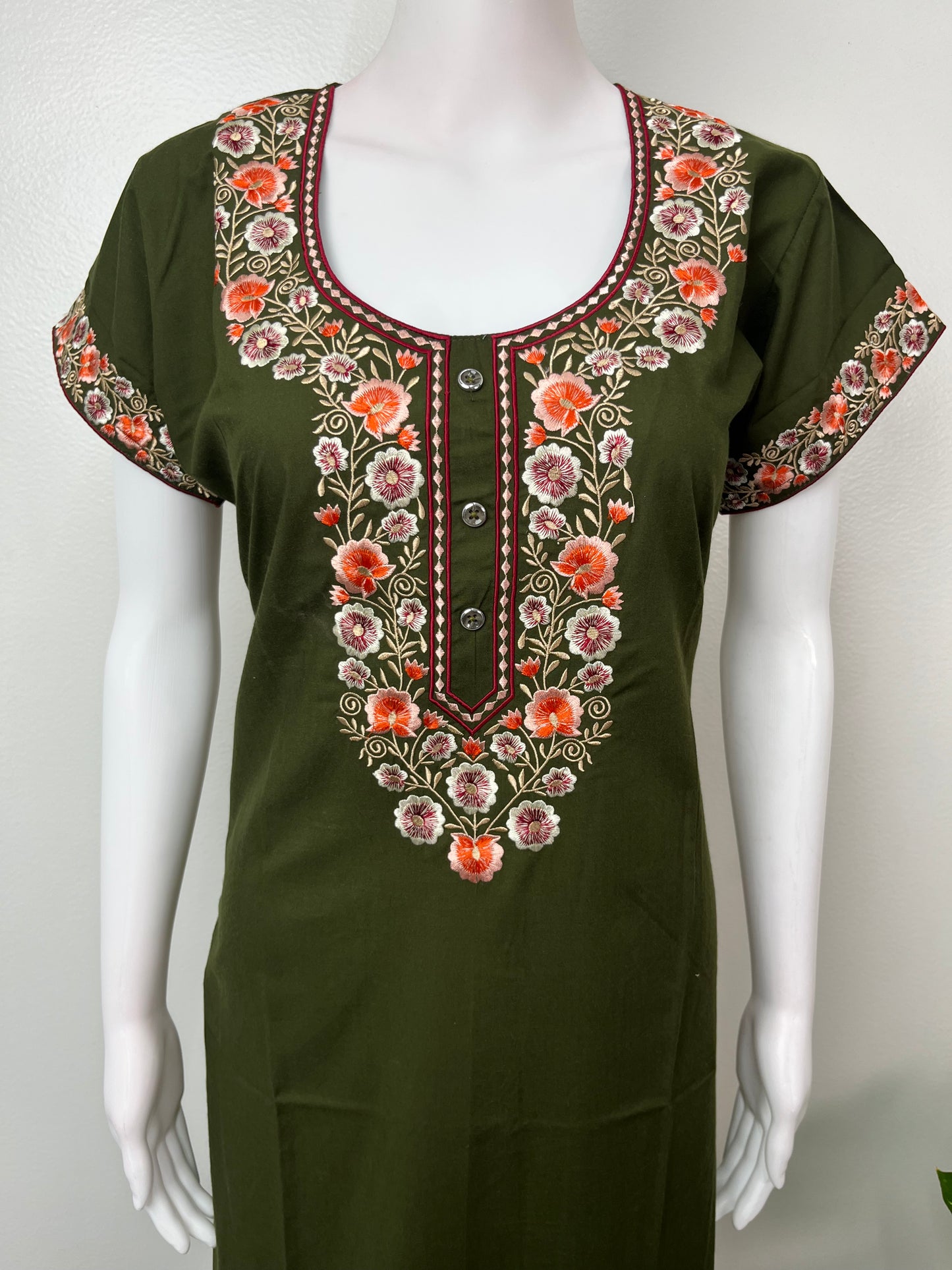 Bottle Green Delicate Embroidery Bizzylizzy Nighty