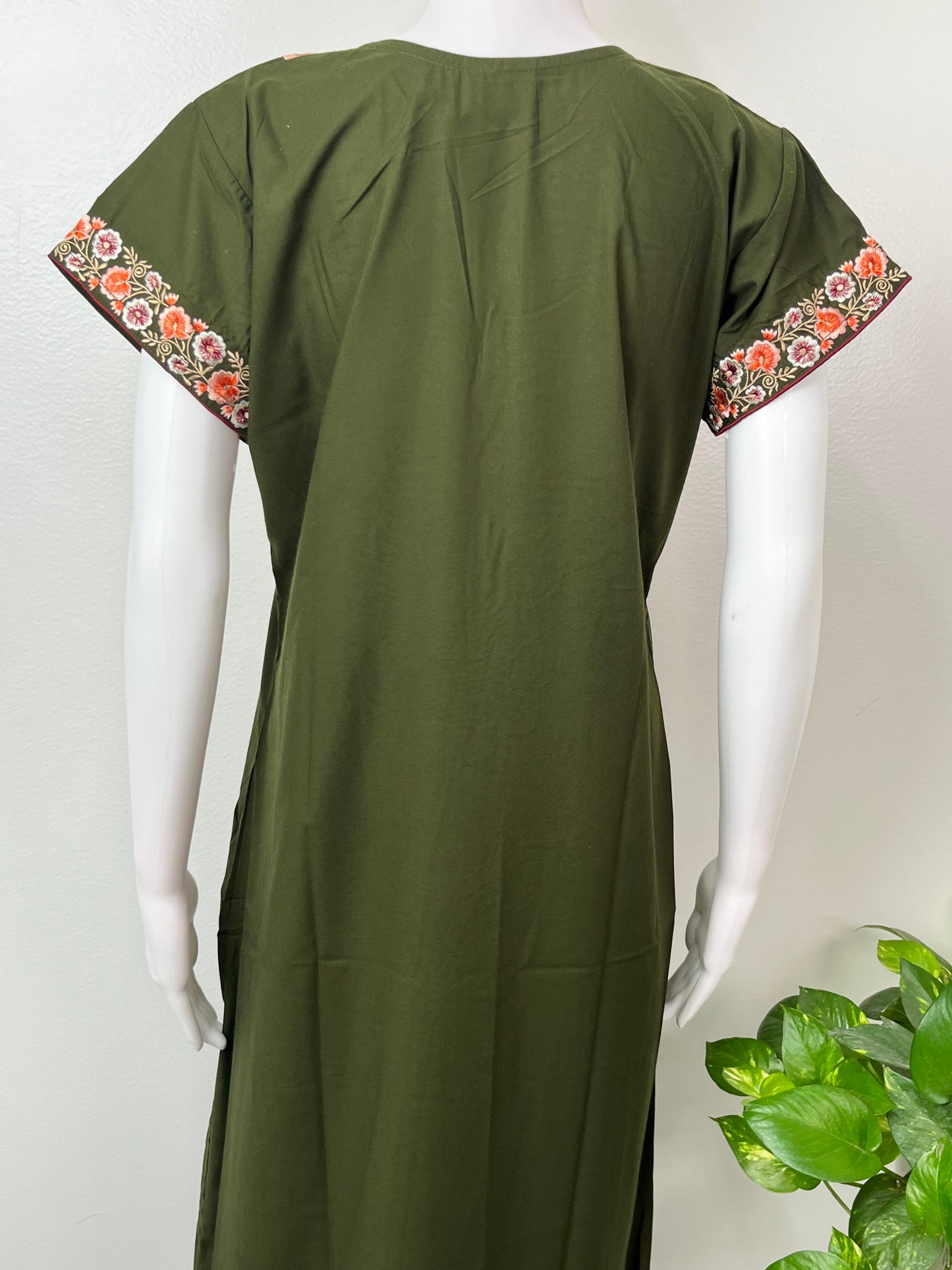 Bottle Green Delicate Embroidery Bizzylizzy Nighty