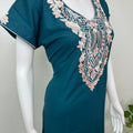 Teal Blue Delicate Embroidery Bizzylizzy Nighty