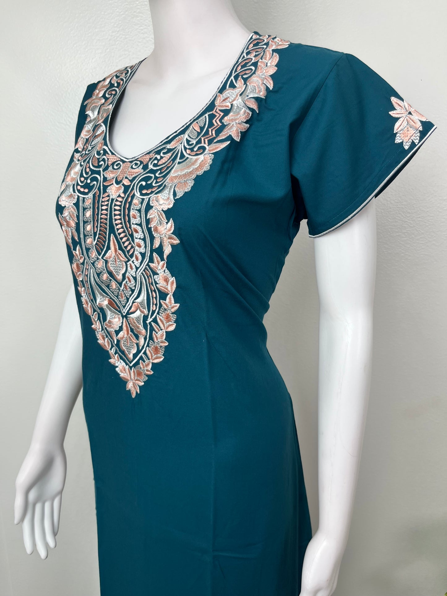 Teal Blue Delicate Embroidery Bizzylizzy Nighty
