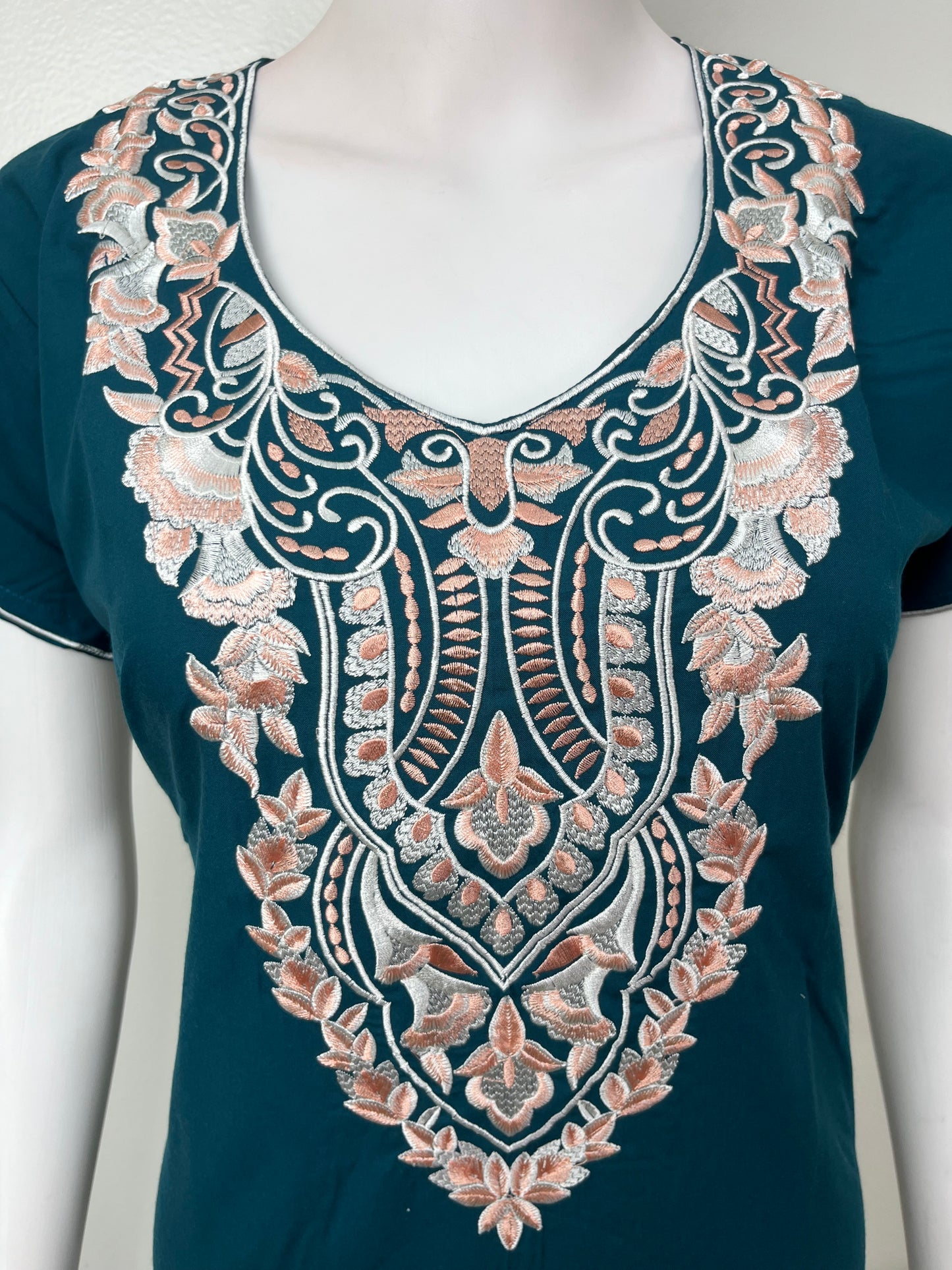 Teal Blue Delicate Embroidery Bizzylizzy Nighty