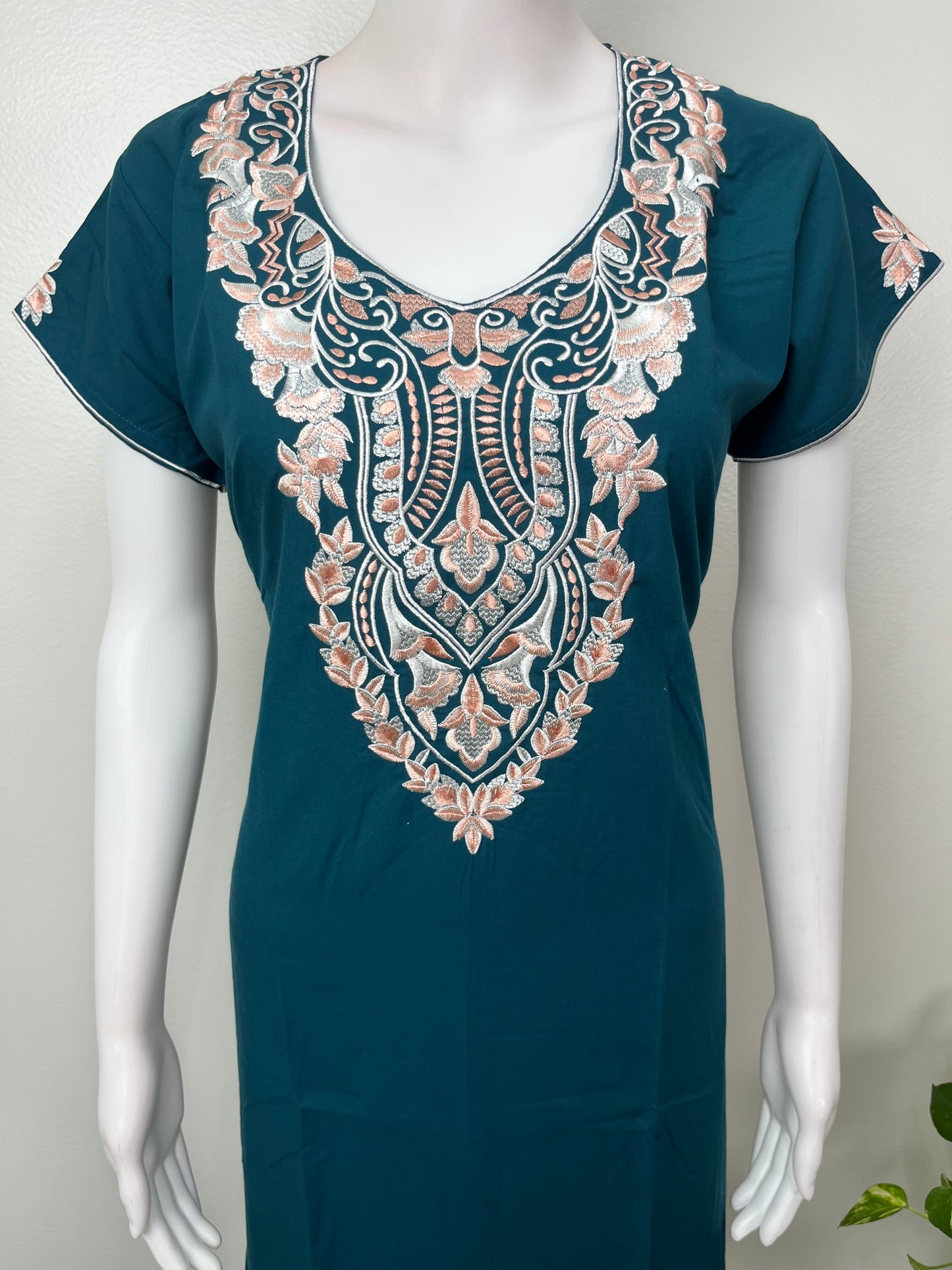 Teal Blue Delicate Embroidery Bizzylizzy Nighty