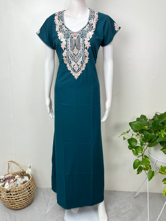 Teal Blue Delicate Embroidery Bizzylizzy Nighty