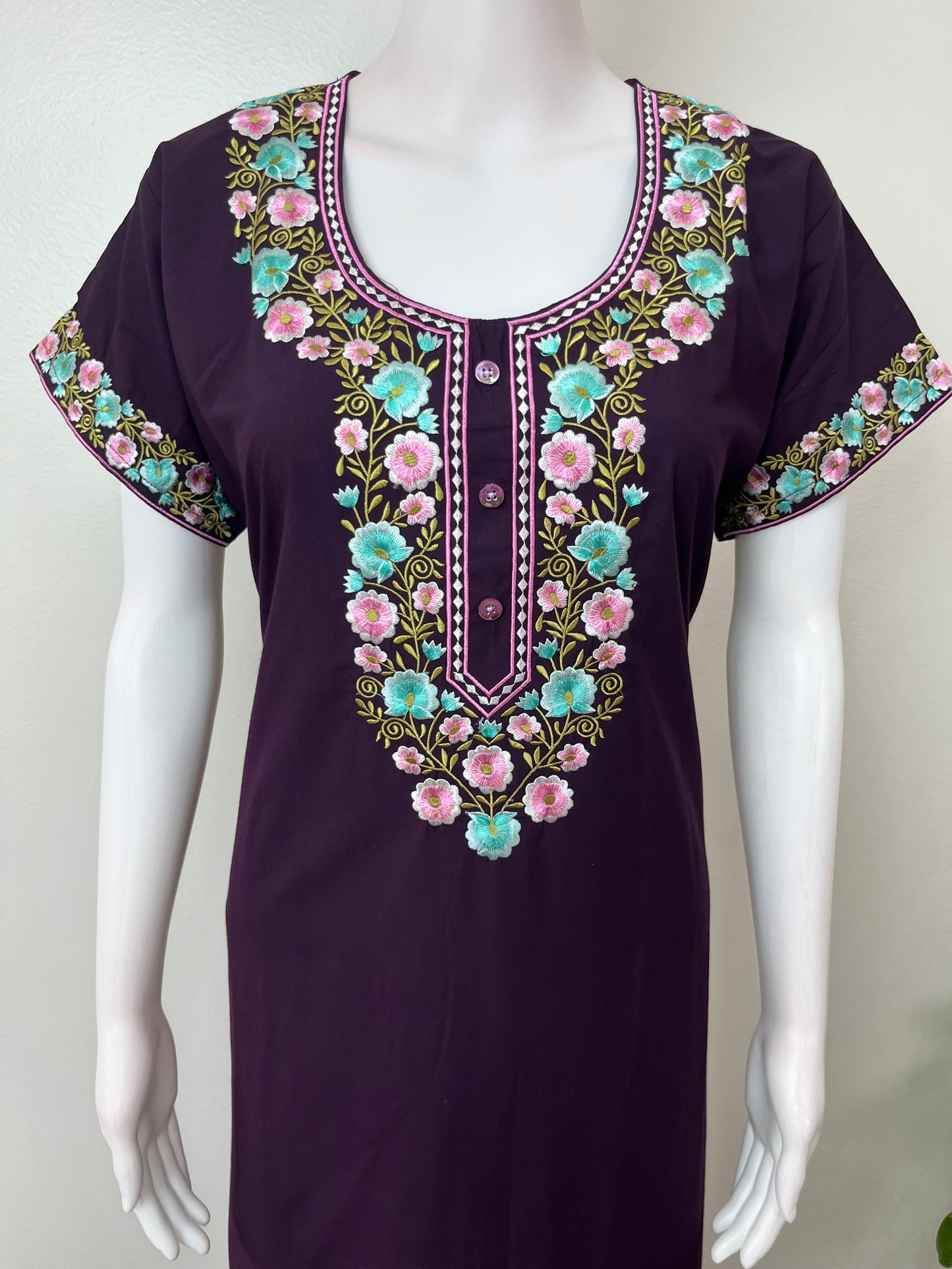 Wine Premium Bizzylizzy Embroidered Nightgown